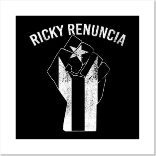 Ricky Renuncia Bandera Negra Puerto Rico Flag Fist Posters and Art